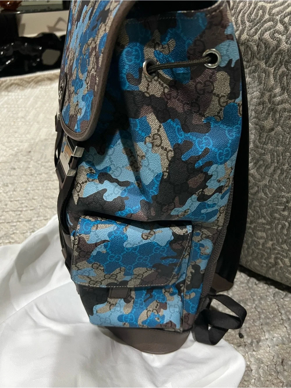 Gucci Blue and Brown Camouflage GG Canvas Backpack